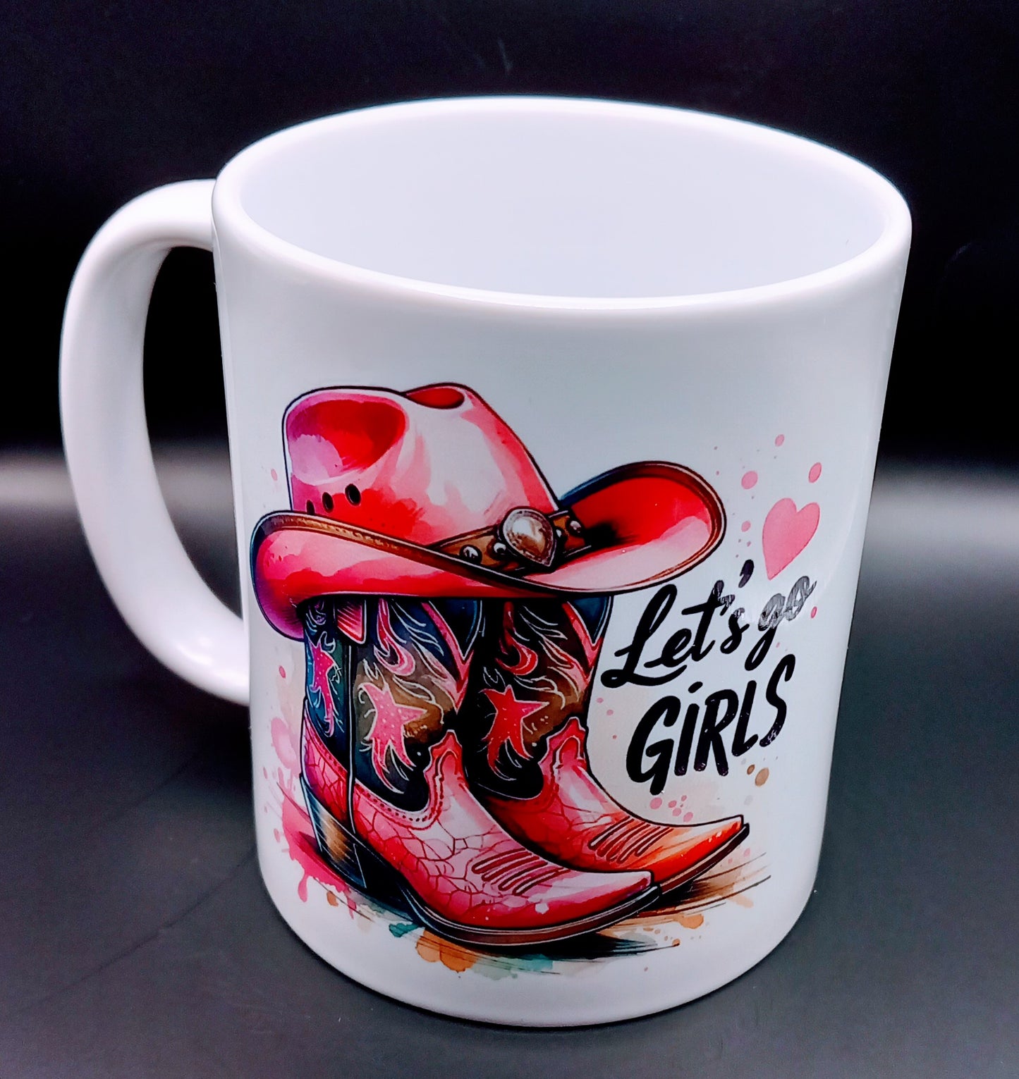 11 oz Lets Go Girl's country inspired cup.