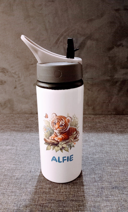 Personalised Cute Tiger Cub Drinks Bottle.