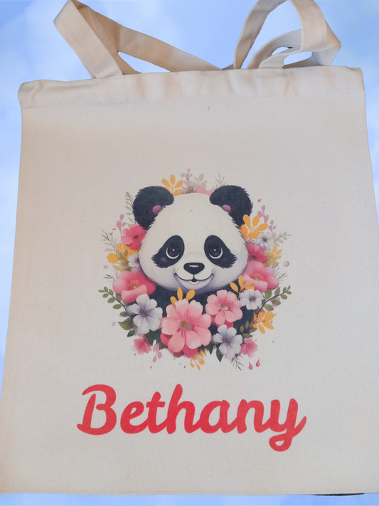 Cute Panda Tote Bag Personalised.