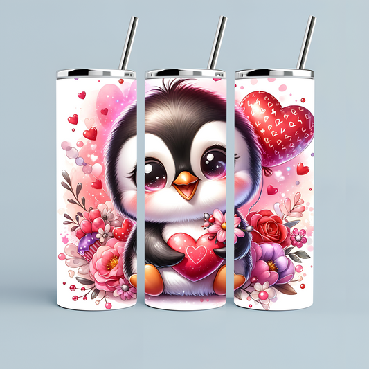 cute penguin love heart drinks tumbler.